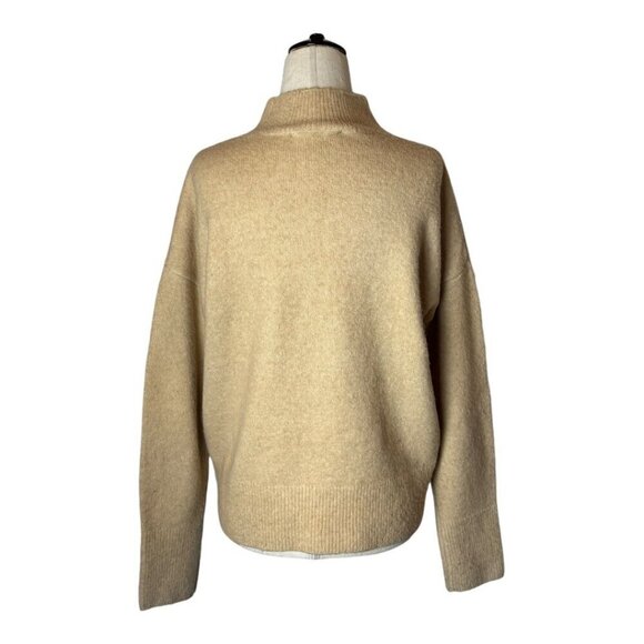 Magaschoni Sweater Women Small Tan Knit Wool Blend Mock Neck Pullover - Picture 3 of 10